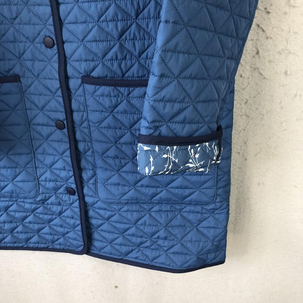 Lands' End Jacket Womens Small Blue Reversible Quilted Barn Coat Snap Pockets - Picture 11 of 16
